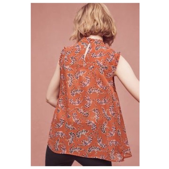 NWT Maeve by Anthropologie Darby Tank Rust Leopard/Tiger Print Blouse Size 12 - Picture 4 of 14